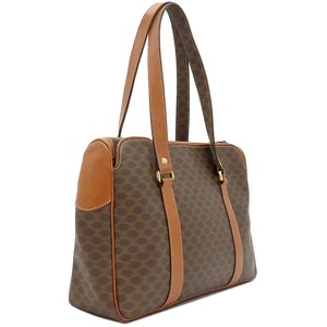 セリーヌ ハンドバッグ マカダム トート PVC ブラウン 総柄 トリオンフ ロゴ ヴィンテージ ショルダー  中古