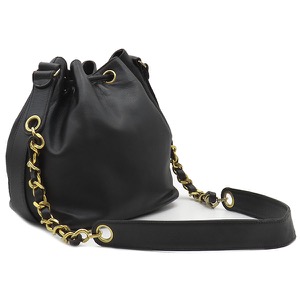 シャネル ショルダーバッグ 巾着ショルダーバッグ ラムスキン ブラック 黒 ココマーク ココボール 中古