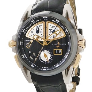 ユリスナルダン ソナタ ストリームライン 675-00 OH済 チタン×K18RG×セラミック アラーム 自動巻き