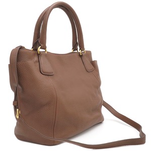 プラダ 2WAYバッグ メタルロゴ レザー ブラウン 茶 VIT.DAINO ショルダーバッグ ハンドバッグ  BN2435 中古