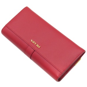 プラダ 長財布 カイエ ウォレット レッド 赤 SAFFIANO CAHIER  1MH132 中古