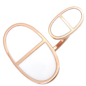 エルメス リング 指輪 シェーヌダンクル ヴェルソ リング K18PG ゴールド #51(JP11) 18K 750AU ホワイト セラミック  中古