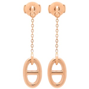 エルメス ピアス ファランドール PM K18PG ゴールド ピンクゴールド ドロップピアス シェーヌダンクル 750 18K   中古