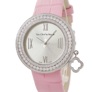 ヴァンクリーフアーペル チャーム VCARM95400 K18WG無垢 純正ダイヤ ラウンド ローマン クオーツ