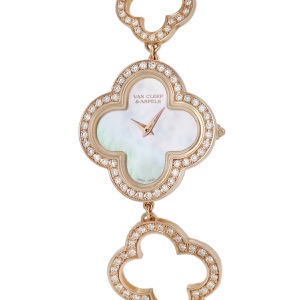 ヴァンクリーフアーペル アルハンブラ スモールモデル VCARN5KC00 K18PG無垢 純正ダイヤ シェル クオーツ