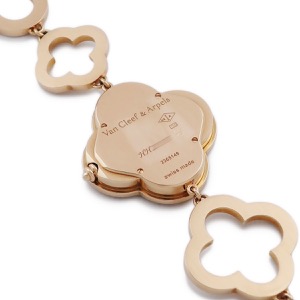 ヴァンクリーフアーペル アルハンブラ スモールモデル VCARN5KC00 K18PG無垢 純正ダイヤ シェル クオーツ