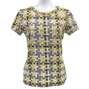エルメス 半袖Ｔシャツ マイクロTシャツ コットン マルチカラー 34 【Bolduc au Carre /ボルデュックチェック】  中古