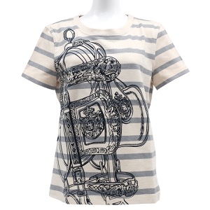 エルメス 半袖Ｔシャツ ストレートTシャツ コットン ホワイト 34 【BRIDES de GALA/ブリッド ドゥ ガラ】  中古