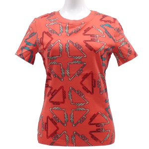 エルメス 半袖Ｔシャツ マイクロTシャツ コットン オレンジ 34 グリーン ベージュ 【Tatersales/タッタセール】  中古