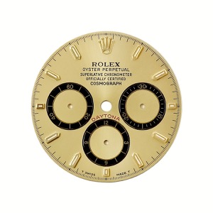 ロレックス 腕時計パーツ デイトナ用 純正 ダイアル ステンレススチール ゴールド 三針付き 希少 逆6 K18YG 文字盤 レア 替え シャンパン トリチウム 28mm  中古
