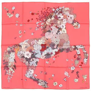 エルメス スカーフ カレ90 CARRE シルク ピンク 【ROBE LEGERE/ローブ レジェール】  中古