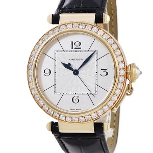 カルティエ パシャ ドゥ カルティエ ダブルバレル WJ120351 K18YG無垢 純正ダイヤ 青針 自動巻き