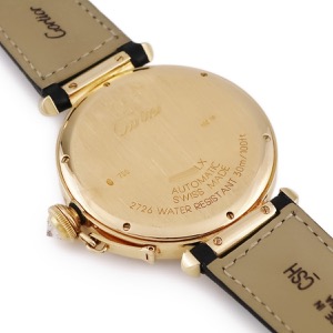 カルティエ パシャ ドゥ カルティエ ダブルバレル WJ120351 K18YG無垢 純正ダイヤ 青針 自動巻き