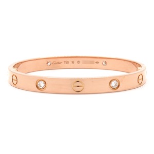 カルティエ ブレスレット LOVE ラブブレス ハーフダイヤ 4Pダイヤ K18PG ゴールド #16 750PG RG 18K 18金  B6069916 中古
