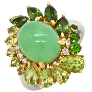 リング 指輪 カルセドニー リング Pt900 シルバー グリーン 緑   中古