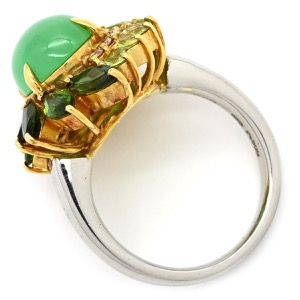 リング 指輪 カルセドニー リング Pt900 シルバー グリーン 緑   中古