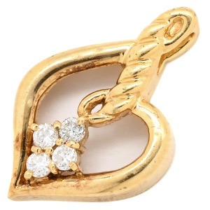 ペンダントトップ ダイヤ K18YG ゴールド 4Pダイヤ 4粒 ネックレストップ  中古