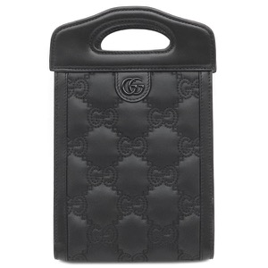 グッチ 2WAYバッグ GGマトラッセ トップハンドル レザー ブラック 黒  723776 中古