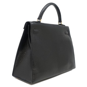 エルメス 2WAYバッグ ケリー32 外縫い  リザード ブラック 黒  中古