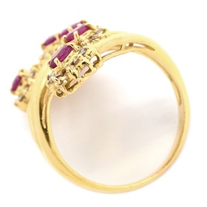 リング 指輪 ルビー ダイヤ リング K18YG ゴールド Au750 18K 18金 レッド 赤  中古