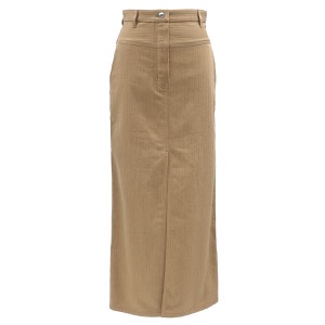 エルメス スカート ロングスカート コットン ベージュ #34 薄茶 セリエボタン  中古