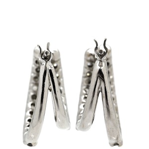 ピアス ダイヤピアス K18WG シルバー フープピアス 中古