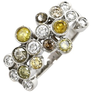 リング 指輪 ダイヤリング K18WG シルバー 中古