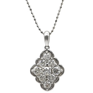 ネックレス ダイヤペンダント Pt900 シルバー 9P 9粒  中古