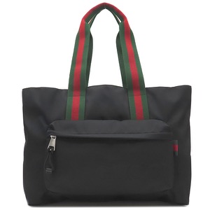 グッチ トートバッグ ロゴ ラージ ナイロン ブラック ショルダー 肩掛け 旅行バッグ  802172 中古