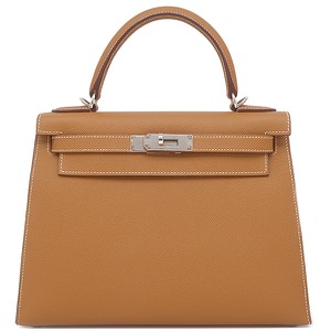 エルメス 2WAYバッグ ケリー28 外縫い ヴォーエプソン ブラウン 茶 ショルダー   中古