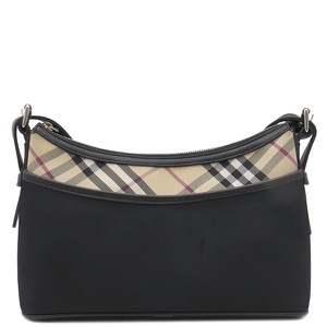 バーバリー ショルダーバッグ ノバチェック キャンバス ブラック 黒  中古