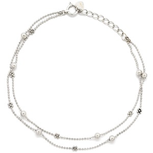 ブレスレット ボールチェーン Wチェーンブレス K18WG シルバー 750 18K  中古