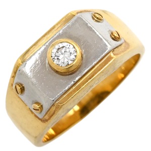 リング 指輪 ダイヤ コンビリング K18YG ゴールド 1P 1粒ダイヤ   中古