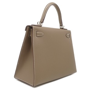 エルメス 2WAYバッグ ケリー28 外縫い ヴォーエプソン グレー グレージュ ショルダー   中古