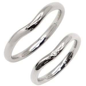 ティファニー リング 指輪 カーブド バンドリング ペアリング Pt950 シルバー Tiffany&Co.  T＆CO.  中古