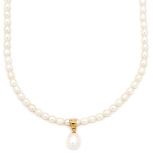 ネックレス パール ホワイト 白 ベビーパール ミニパール 真珠 Au750 18K 18金 ドロップ バロック オーバル 中古