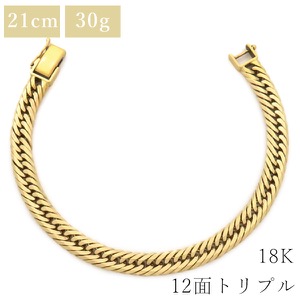 喜平 ブレスレット K18 18金 19.5cm 30.6g 12面 トリプル K18YG ゴールド 造幣局検定マーク ショッピングローン対応していません    中古