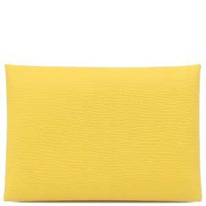 エルメス カードケース カルヴィ デュオ ヴォーエプソン イエロー 黄色  中古