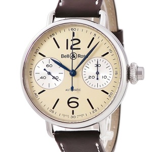 ベル&ロス WW1 クロノグラフ モノプッシャー BRWW1-MONO-IVO/SCR アイボリー クリーム 青針 自動巻き