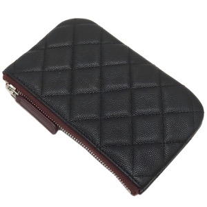 シャネル ポーチ クラシック スモール ジップ ポーチ ブラック 黒 ココマーク マトラッセ A82365 中古