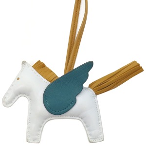 エルメス バッグチャーム ロデオPM ペガサス マルチカラー 水色 茶 緑  中古