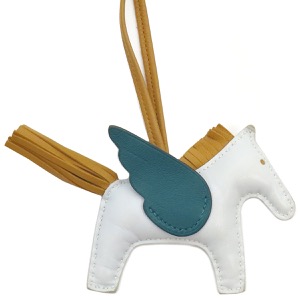 エルメス バッグチャーム ロデオPM ペガサス マルチカラー 水色 茶 緑  中古