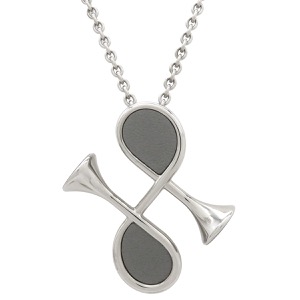 エルメス ネックレス コルH ペンダント メタル グレー ホルンモチーフ  中古