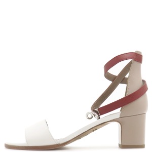 エルメス サンダル マネージュ  レザー ホワイト #38 白 ケリーベルト ケリー金具  中古