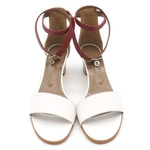 エルメス サンダル マネージュ  レザー ホワイト #38 白 ケリーベルト ケリー金具  中古