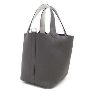 エルメス ハンドバッグ ピコタンロック PM エクラ トリヨンクレマンス グレー未使用 バイカラー  中古