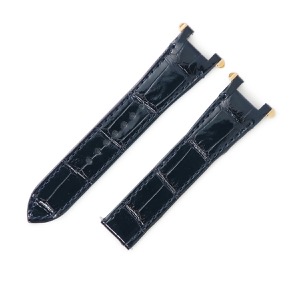 カルティエ 腕時計パーツ 純正 パシャ用 クロコバンド クロコダイル ネイビー 未使用 ベルト ストラップ 19ｍｍ 紺 ダークネイビー シャイニー  中古