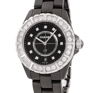 シャネル J12 38mm H2428 純正ダイヤ 黒 ブラック セラミック デイト クオーツ