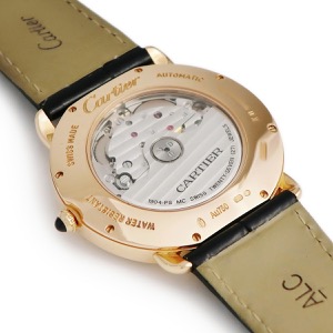 カルティエ ロンド ルイ カルティエ W6801005 K18PG無垢 ローマン デイト ギヨシェ 青針 スモセコ 自動巻き