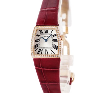 カルティエ ラドーニャ SM WE600651 純正ダイヤ K18PG無垢 ギヨシェ シルバー ローマン クオーツ